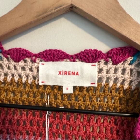NWT Xirena Multicolored Cotton Crochet Cardigan Open Knit Sweater Small - Picture 12 of 12